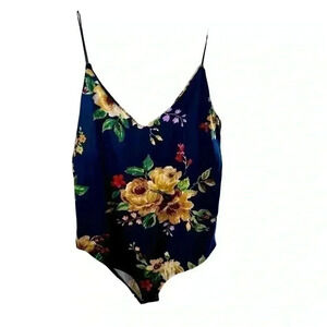 Gaze Brand Sz Large Body Tank Snap Crotch Floral Bodysuit